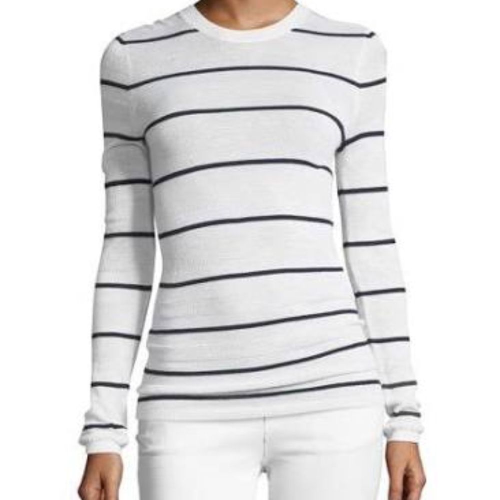 MOSSIMO Ivory sweater, thin black stripes
